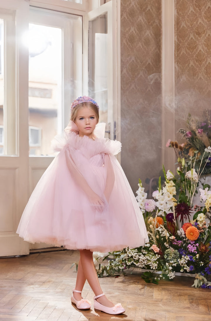 Sunnypetal Enchanted Tulle Princess Gown with Detachable Train