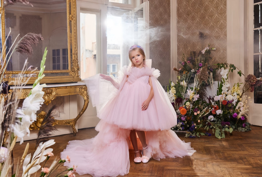 Sunnypetal Enchanted Tulle Princess Gown with Detachable Train