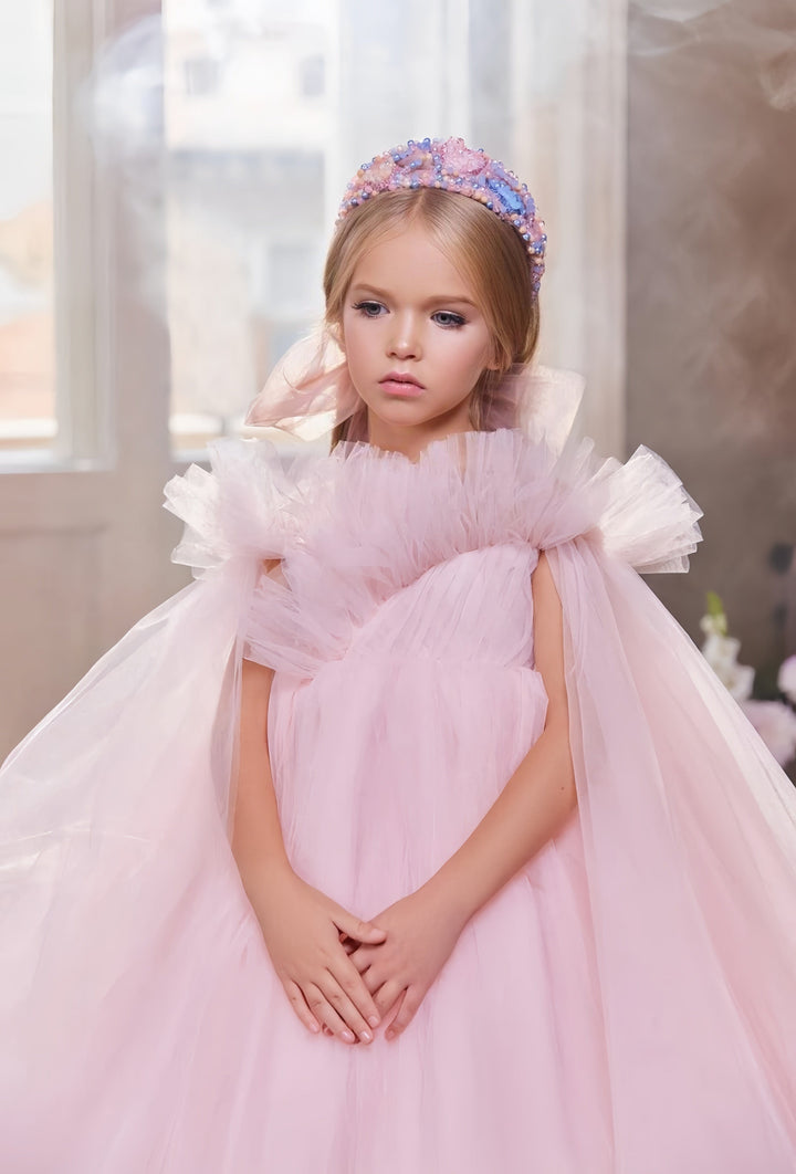 Sunnypetal Enchanted Tulle Princess Gown with Detachable Train