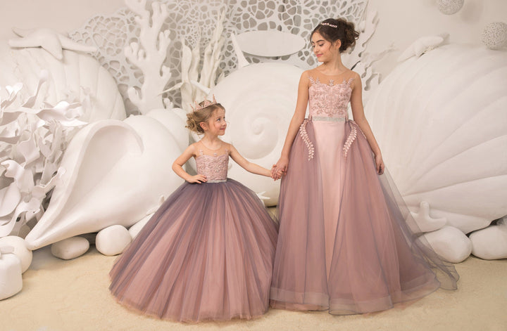 Sunnypetal Enchanting Floral Embroidery Tulle Flower Girl Dress with Beading and Sequins
