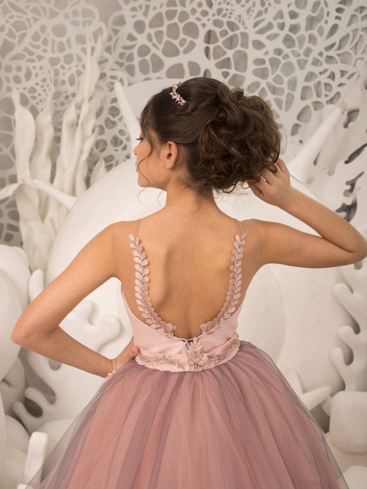 Sunnypetal Enchanting Floral Embroidery Tulle Flower Girl Dress with Beading and Sequins