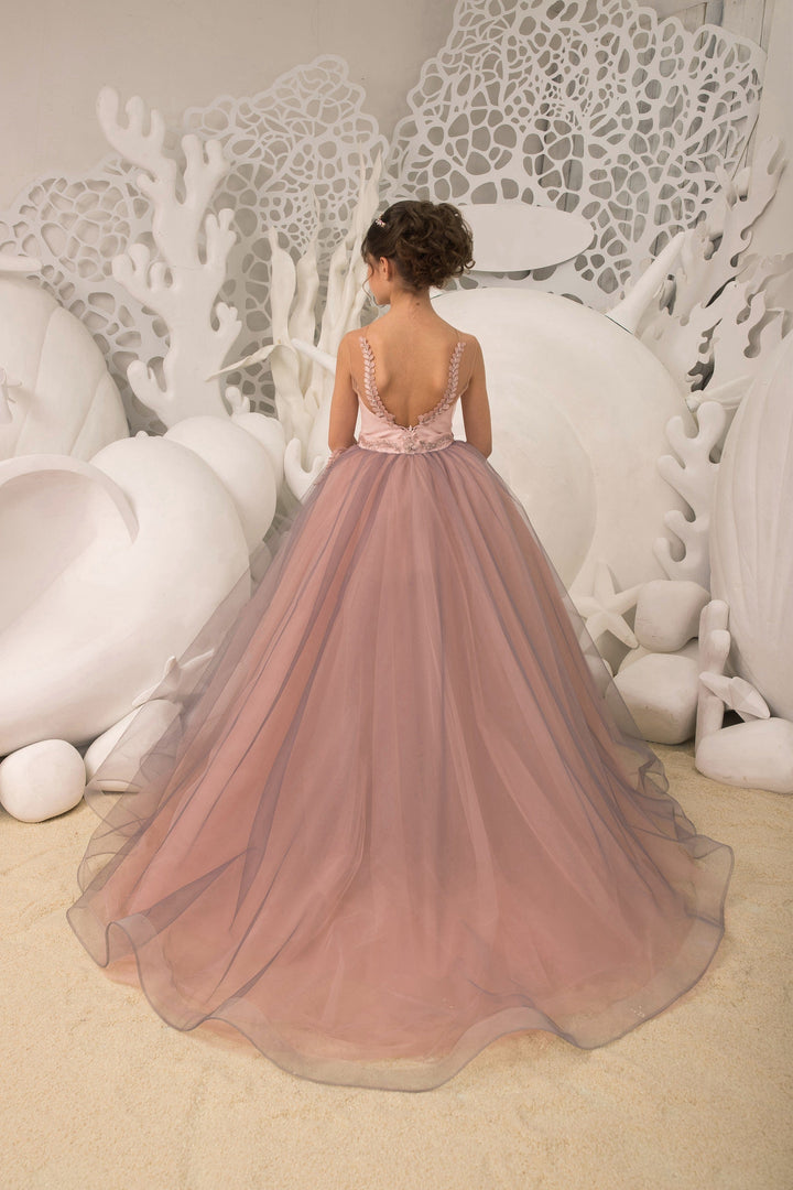 Sunnypetal Enchanting Floral Embroidery Tulle Flower Girl Dress with Beading and Sequins