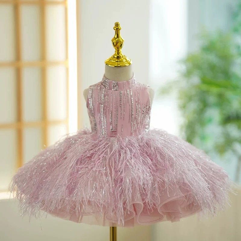 Sunnypetal Exquisite Sleeveless Tassel Sequins Pageant Birthday Princess Flower Girl Dresses