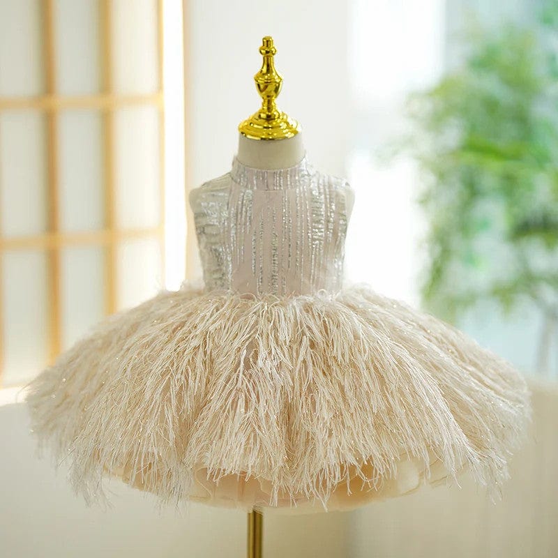 Sunnypetal Exquisite Sleeveless Tassel Sequins Pageant Birthday Princess Flower Girl Dresses