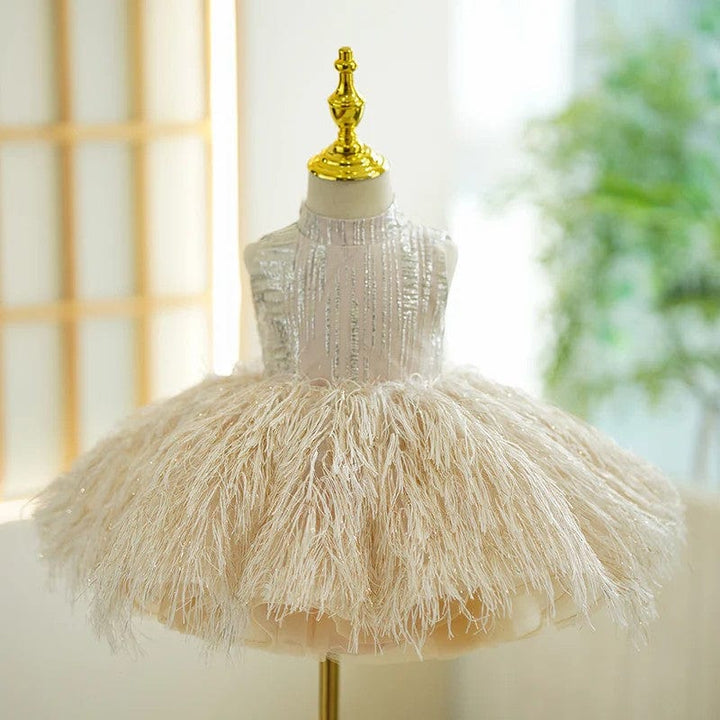 Sunnypetal Exquisite Sleeveless Tassel Sequins Pageant Birthday Princess Flower Girl Dresses
