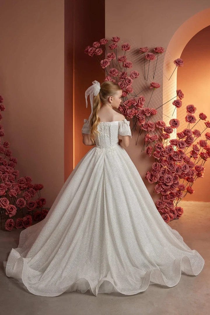 Sunnypetal Fairy Tale Lace Off-Shoulder Tulle Princess Gown