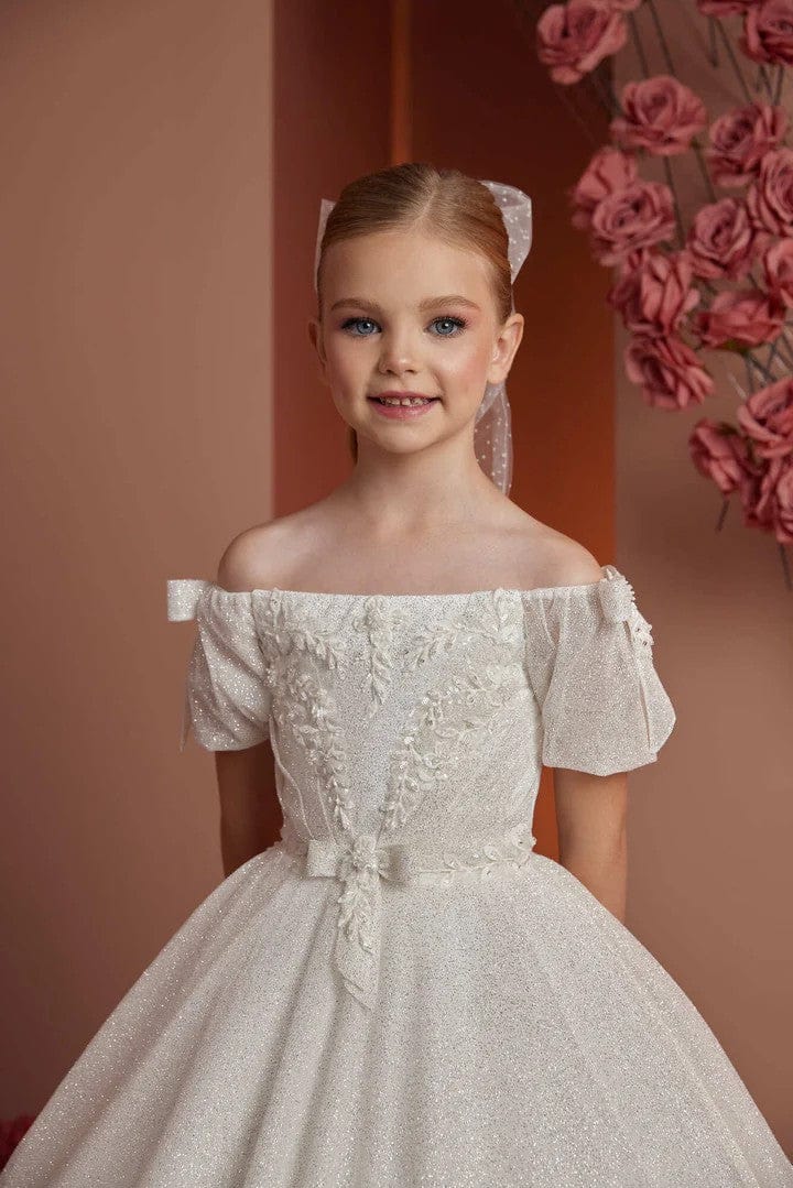 Sunnypetal Fairy Tale Lace Off-Shoulder Tulle Princess Gown