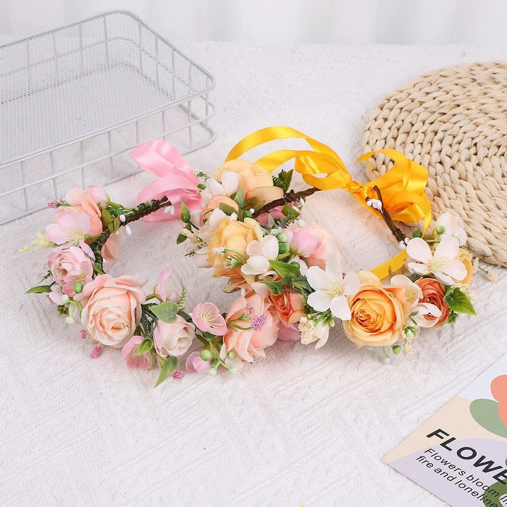 Sunnypetal Flower Headband -Flower Girl Headpiece Romantic Bohemian Headband for Wedding