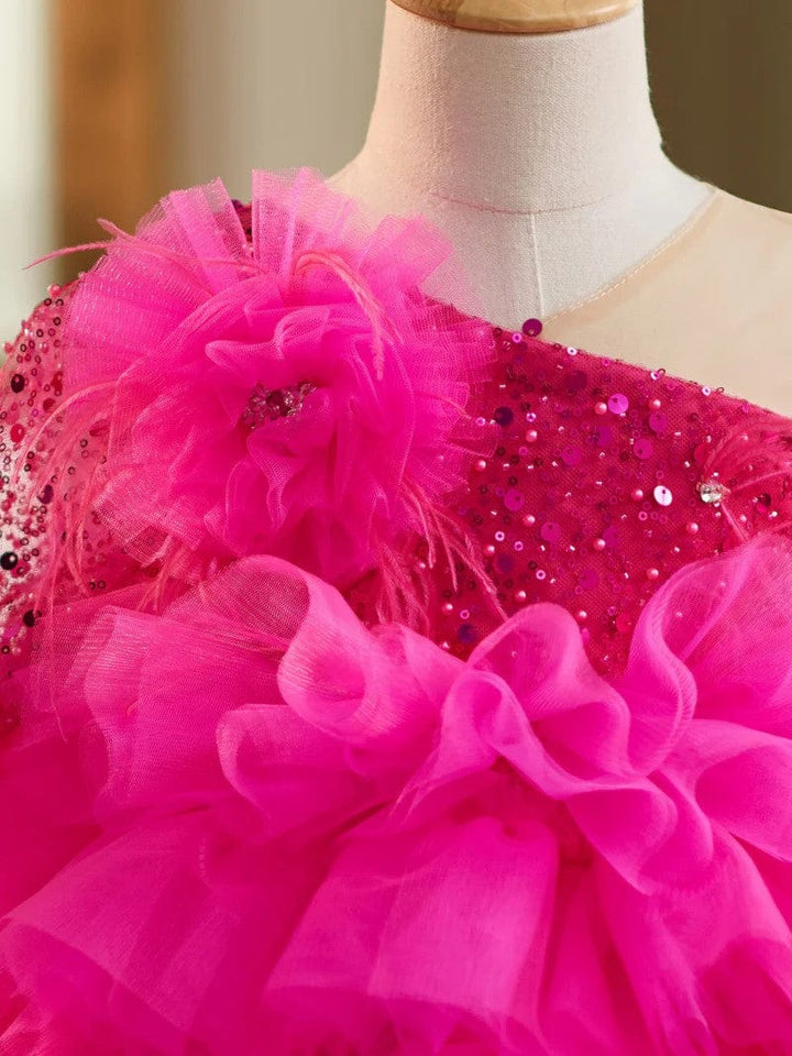 Sunnypetal Glitter Sequins Puffy Tulle Knee-Length Baby Girl Dress