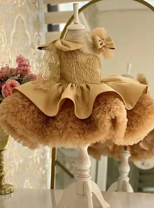 Sunnypetal Gorgeous One-Shoulder Bow Princess Tulle Flower Girl Dresses