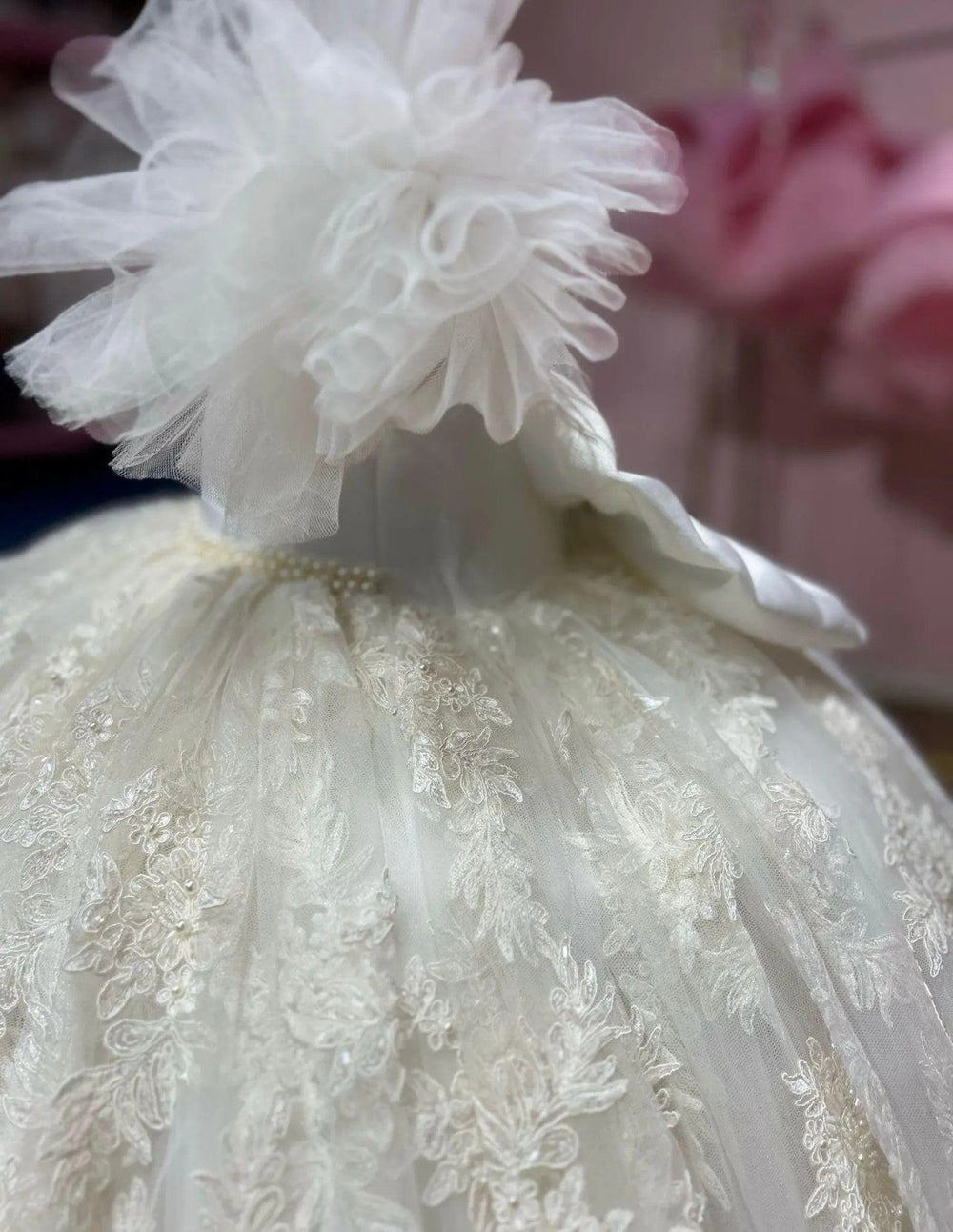 Sunnypetal Lace Baptism Gown Baby Dress for 1st Birthday & Special Occasion