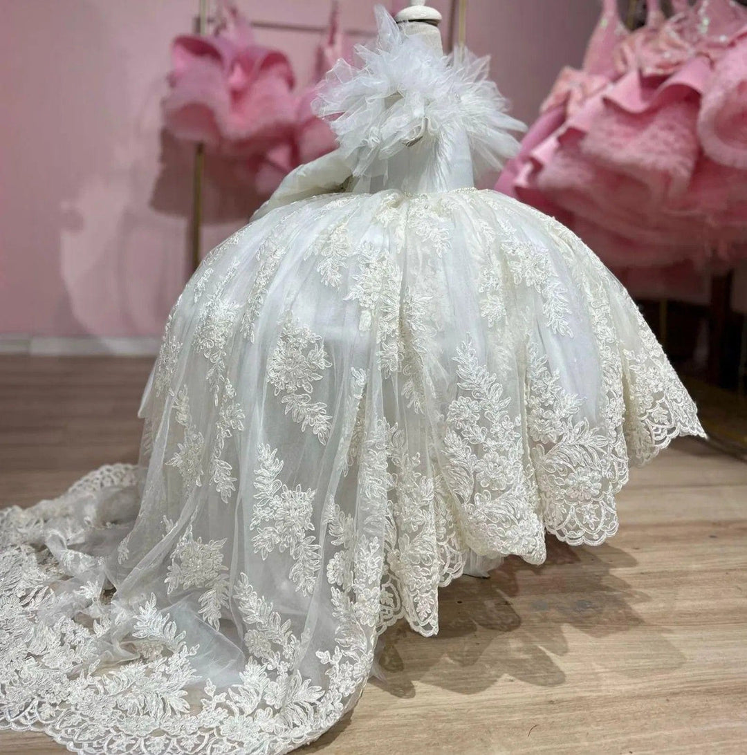 Sunnypetal Lace Baptism Gown Baby Dress for 1st Birthday & Special Occasion