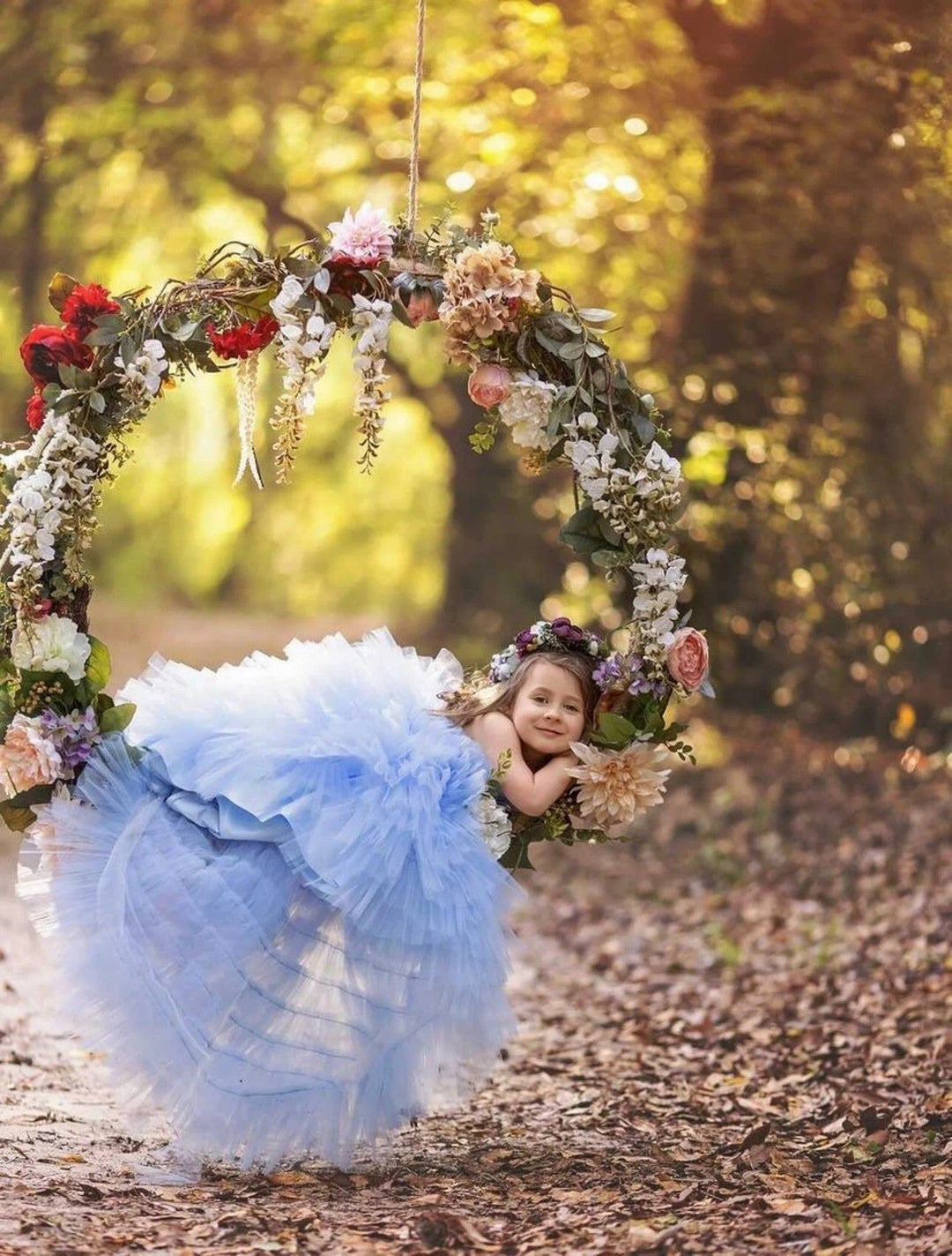 Sunnypetal Light Blue Satin/Tulle Wedding Flower Girl Dress