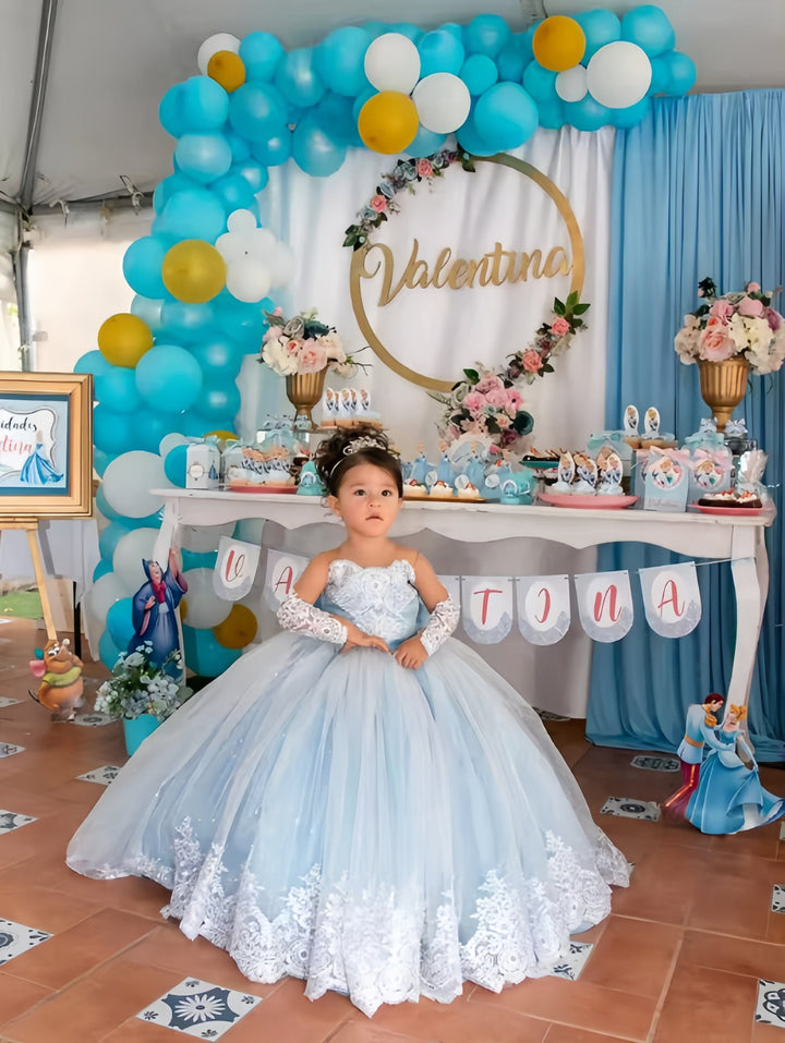 Sunnypetal Long Sleeves Weddings Flower Girl Dresses Toddlers Sparkly 1st Communion Party Gowns