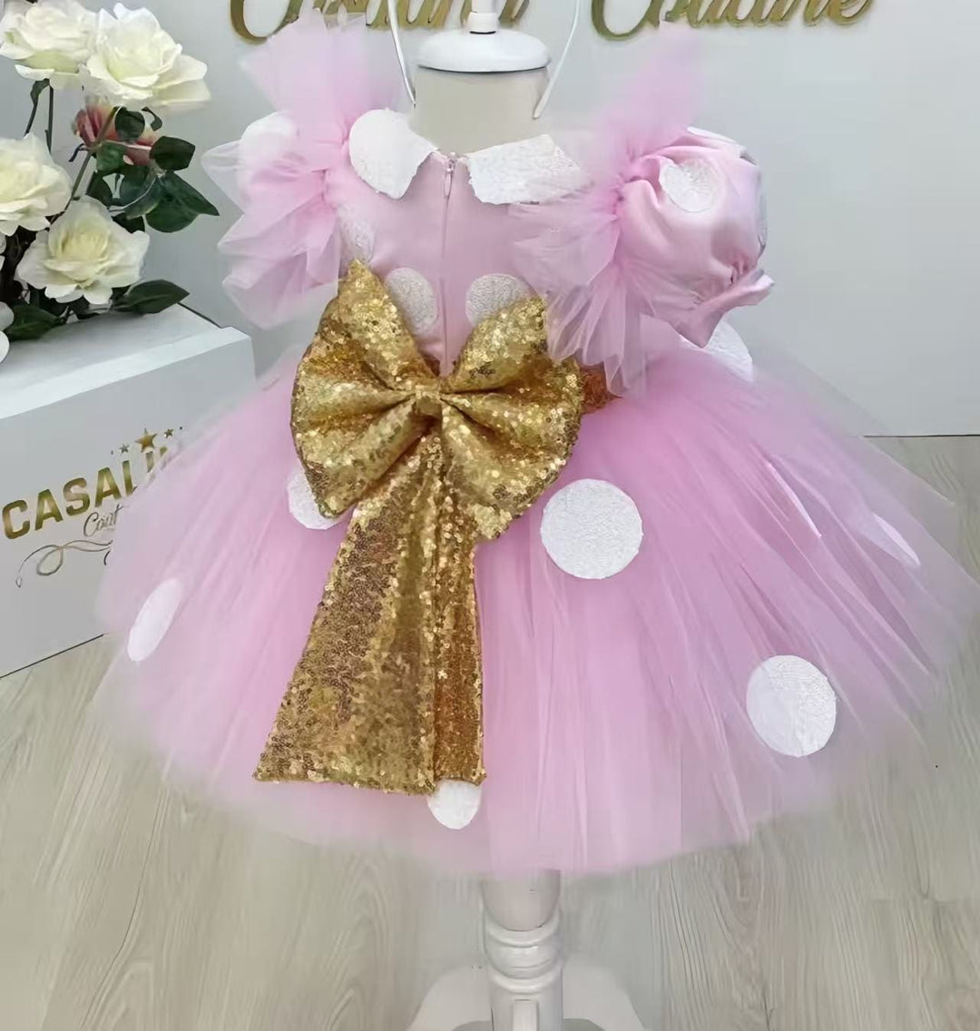 Sunnypetal Lovely Baby Girl Red Birthday Dresses Knee Length Tulle Sequins Bow Tutu Ball Gown