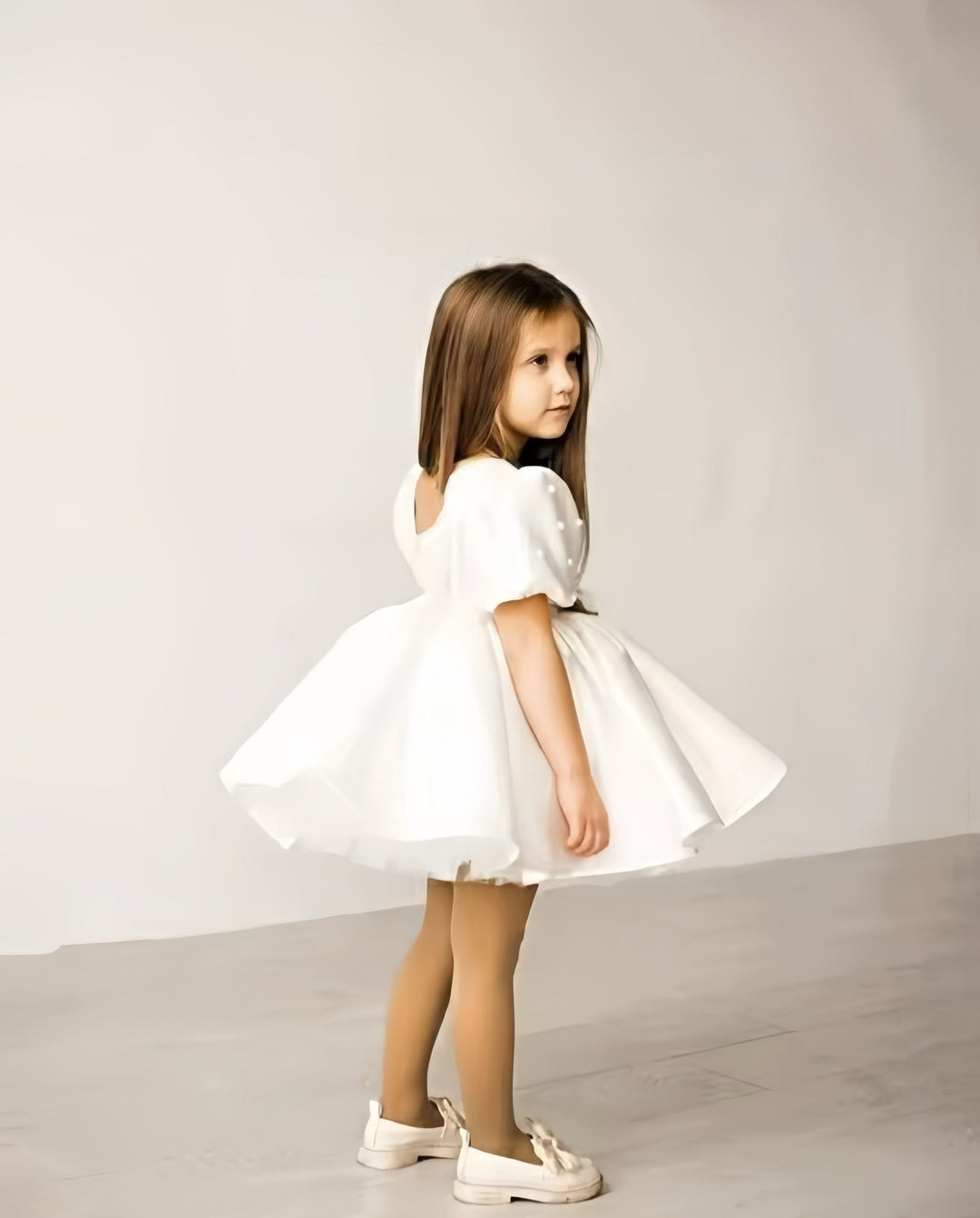 Sunnypetal Lovely Toddler Flower Girl Dress Pearls Satin First Holy Communion Dress