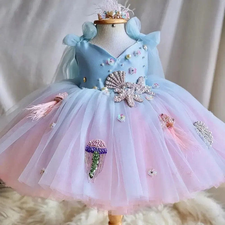 Sunnypetal Ocean Dreams Mermaid Princess Flower Girl Dress