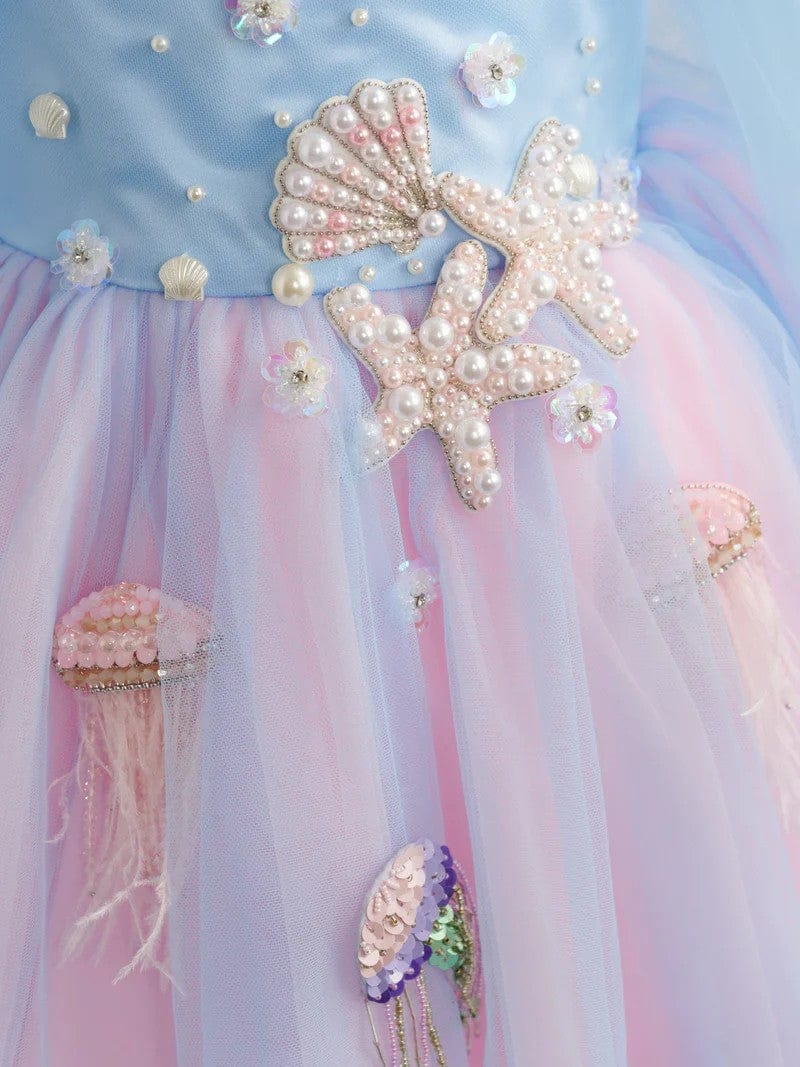 Sunnypetal Ocean Dreams Mermaid Princess Flower Girl Dress