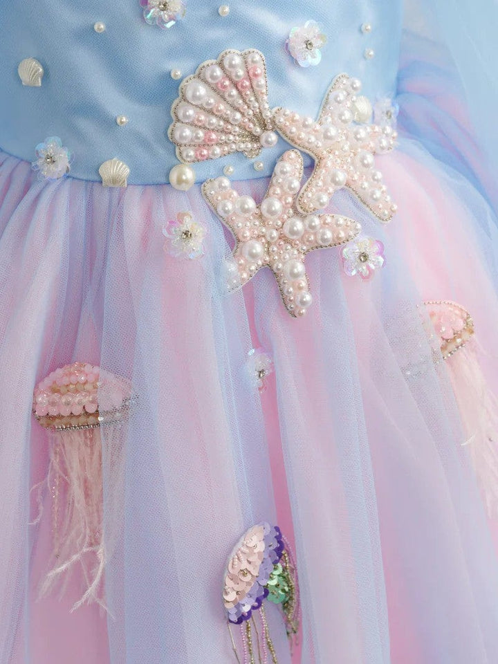 Sunnypetal Ocean Dreams Mermaid Princess Flower Girl Dress
