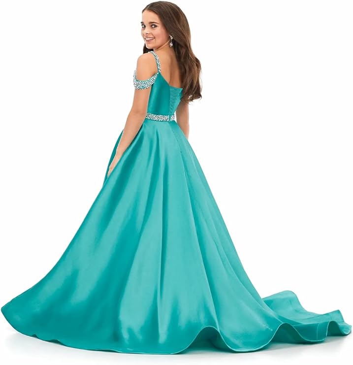 Sunnypetal Off The Shoulder Girls Pageant Dress Formal Party Long Princess Flower Girl Dresses