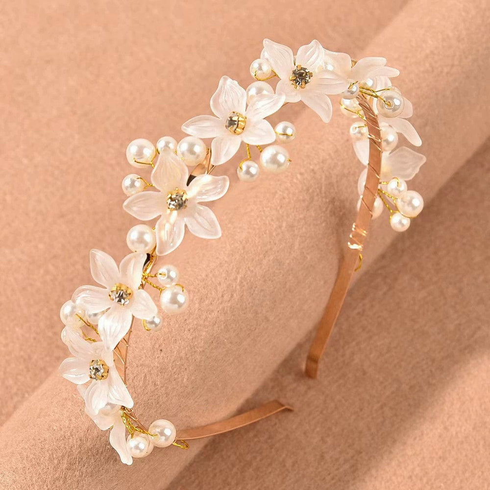 Sunnypetal Pearl Headband Flower Pearl Girl Haddress for Wedding Birthday
