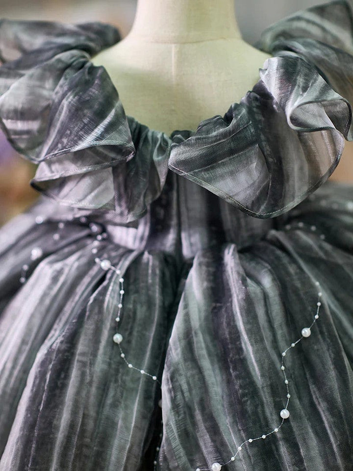 Sunnypetal Pearls Ruffles Knee-Length Toddler Birthday Dress