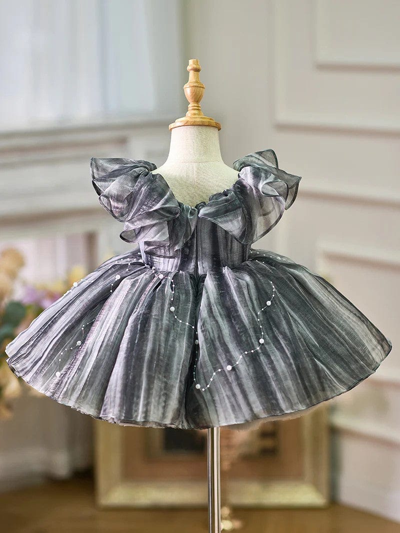 Sunnypetal Pearls Ruffles Knee-Length Toddler Birthday Dress
