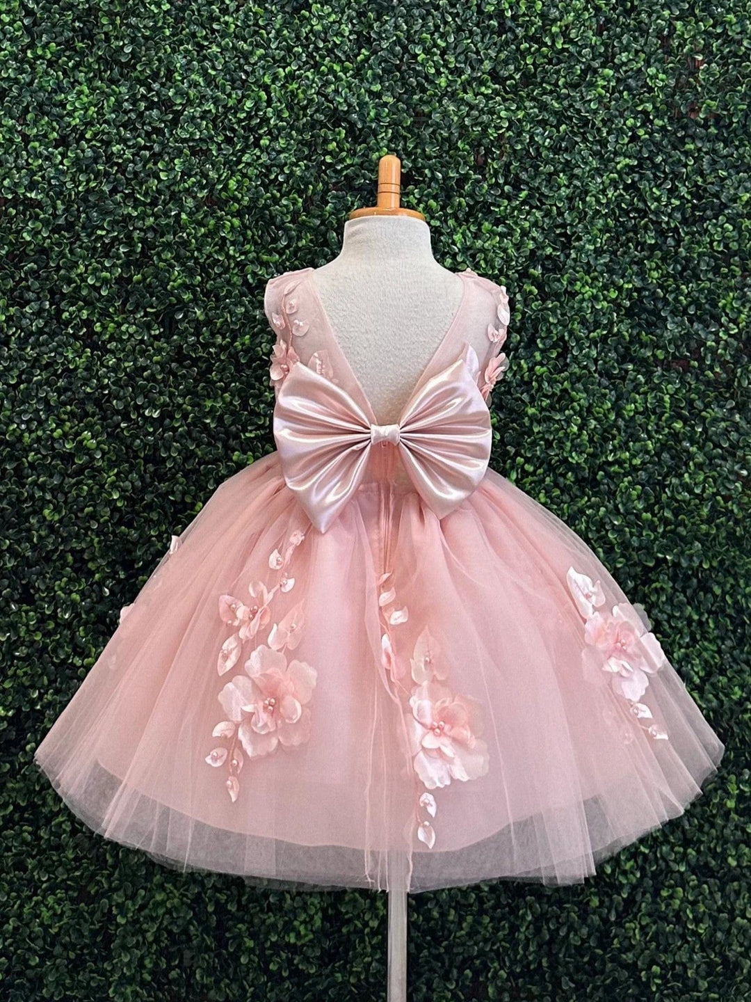 Sunnypetal Pink Sleeveless 3D Floral Princess Flower Girl Dresses for Wedding Birthday