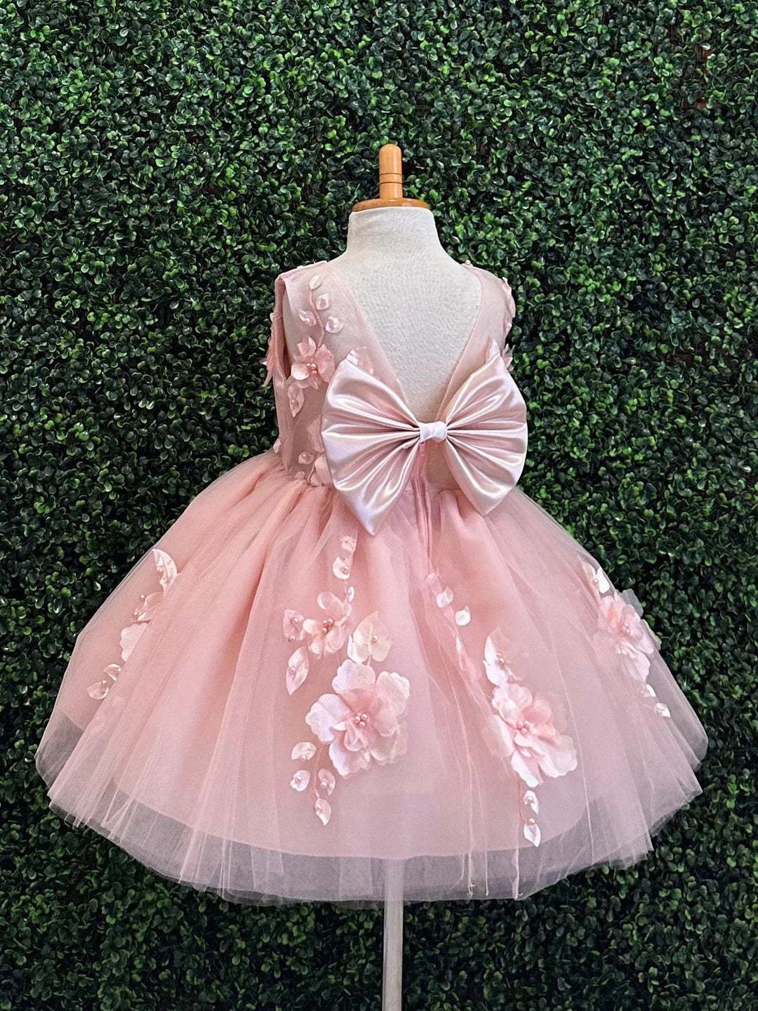 Sunnypetal Pink Sleeveless 3D Floral Princess Flower Girl Dresses for Wedding Birthday