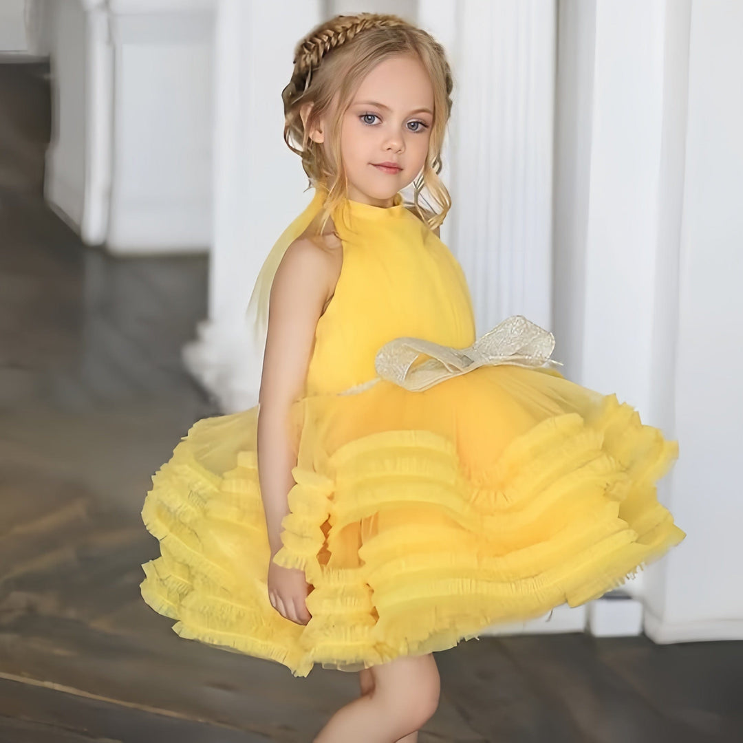 Sunnypetal Puffy Tulle Princess Flower Girl Dresses Short Birthday Party Pageant Dress