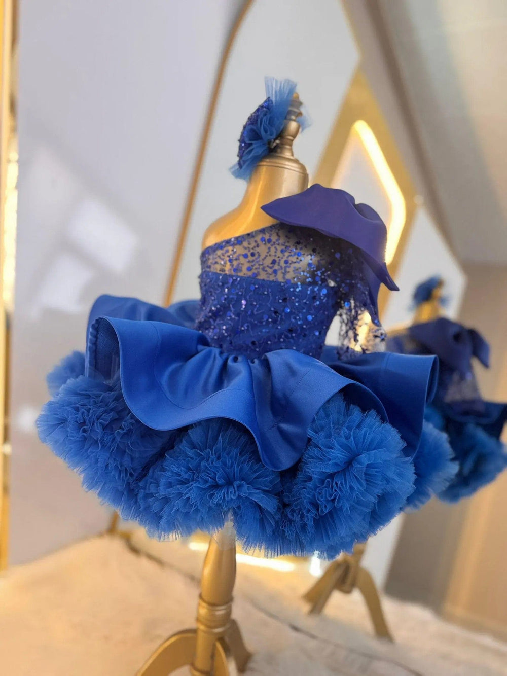 Sunnypetal Royal Blue Special Design Baby Girl Tutu Dress for Special Occasion