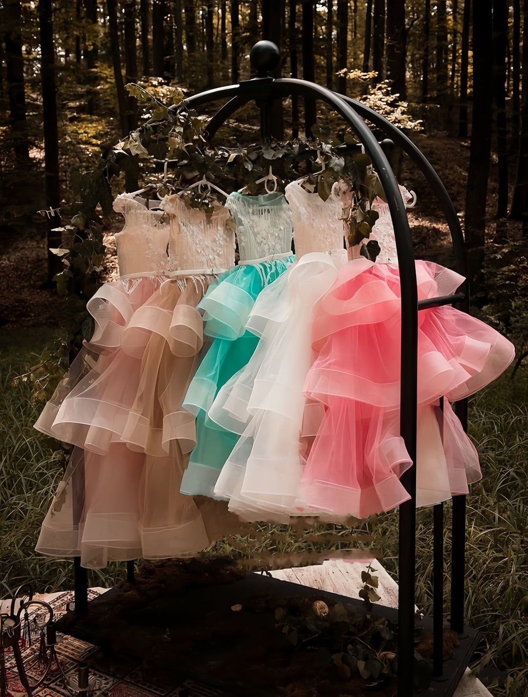 Sunnypetal Ruffles Tulle Flower Girl Dresses Wedding Prom Pageant Ball Gown