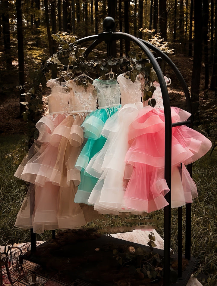 Sunnypetal Ruffles Tulle Flower Girl Dresses Wedding Prom Pageant Ball Gown