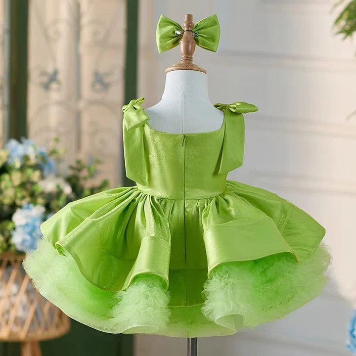 Sunnypetal Satin/Tulle Square Collar Bows Baby Toddler Knee Length Girl Dress