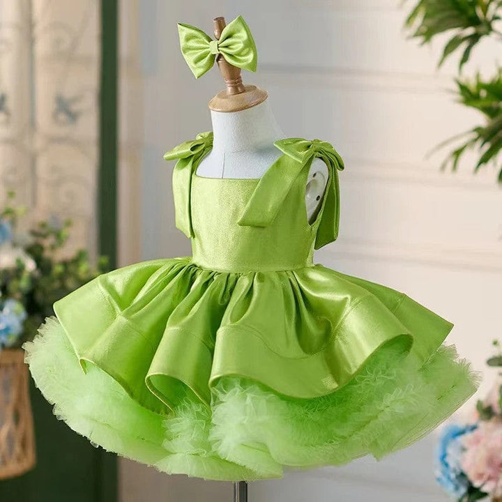 Sunnypetal Satin/Tulle Square Collar Bows Baby Toddler Knee Length Girl Dress