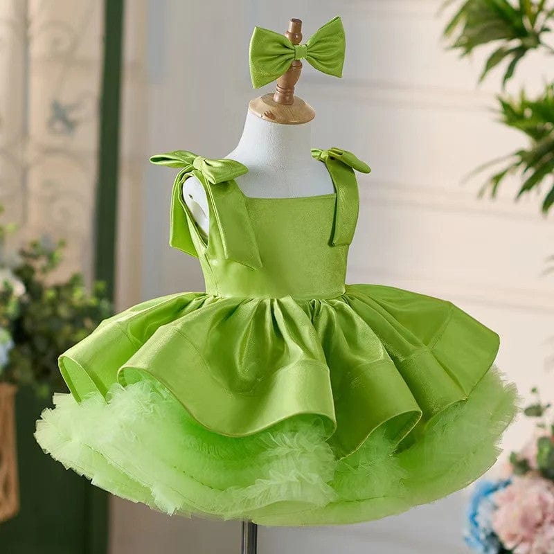 Sunnypetal Satin/Tulle Square Collar Bows Baby Toddler Knee Length Girl Dress