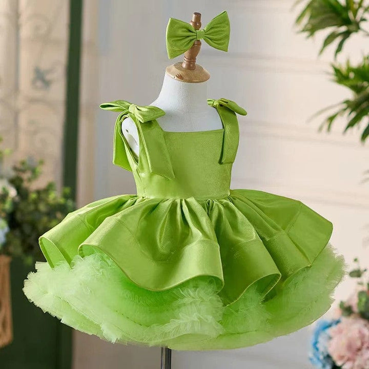 Sunnypetal Satin/Tulle Square Collar Bows Baby Toddler Knee Length Girl Dress