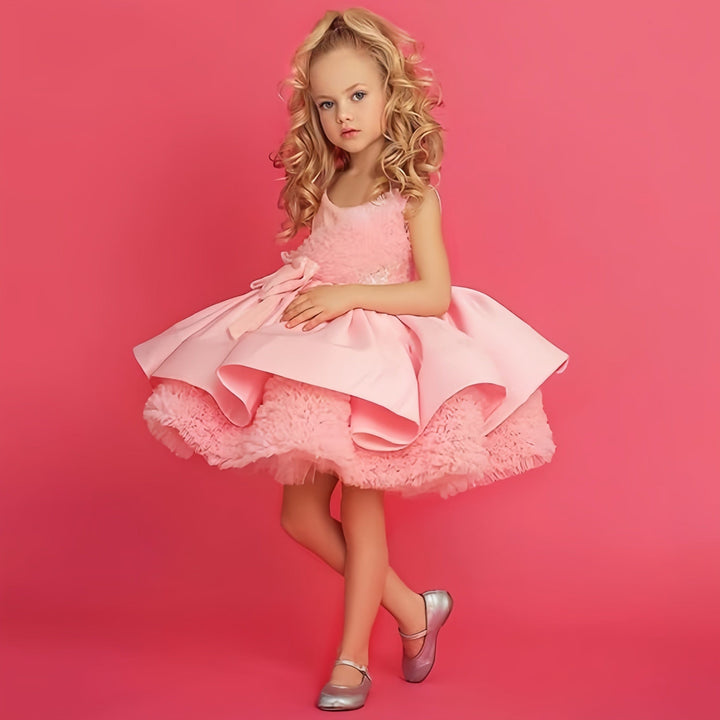 Sunnypetal Sequins Ruffles Tiered Bowknot Flower Girl Gowns Pageant Dresses