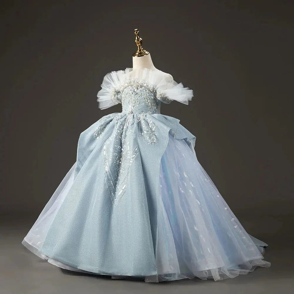 Sunnypetal Sky Blue Flower Girl Gown