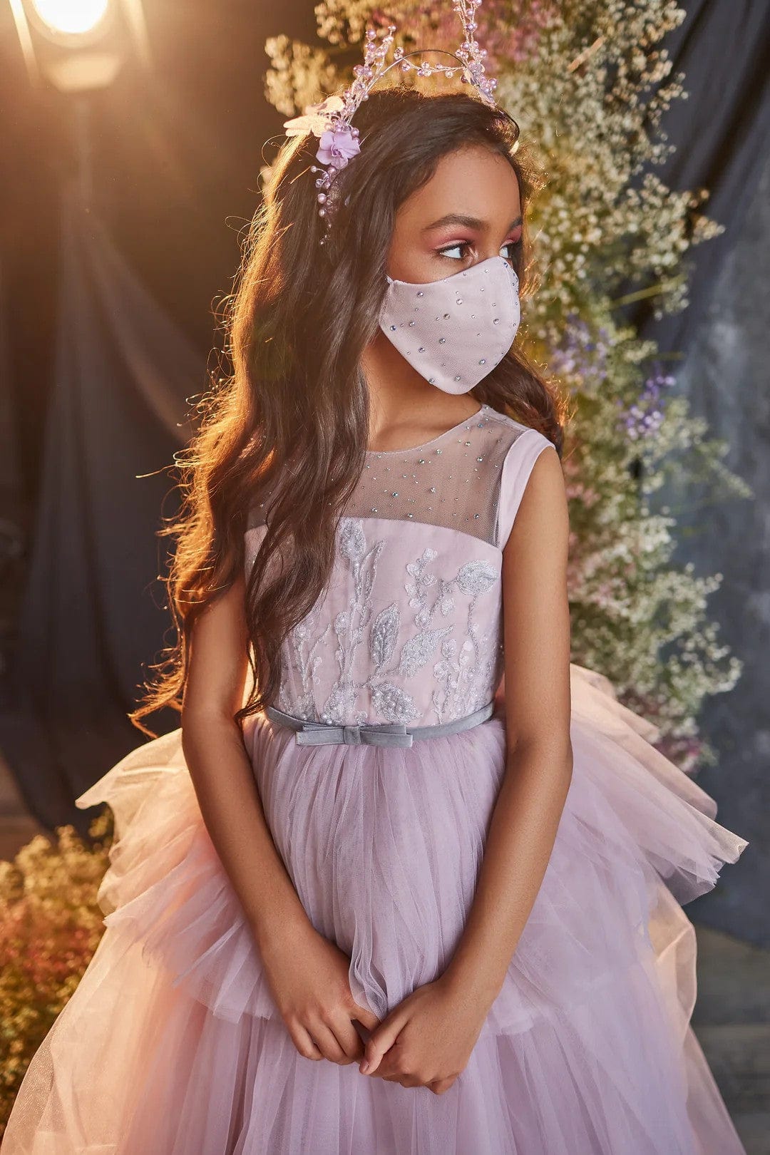 Sunnypetal Sleeveless Princess Tulle Gown Wedding Prom Pageant Flower Girl Dresses