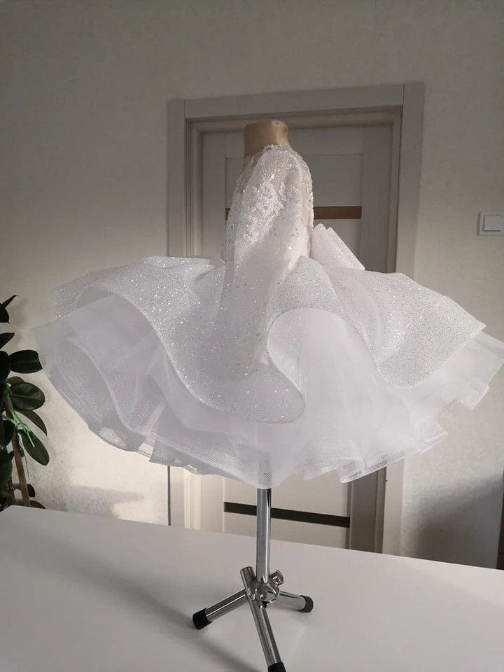 Sunnypetal Sparkling Flower Girl Dress Embroidered Princess Tutu Dress