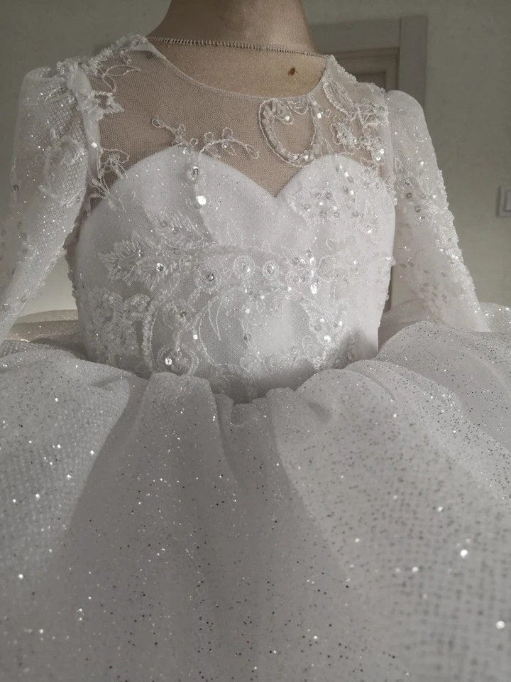Sunnypetal Sparkling Flower Girl Dress Embroidered Princess Tutu Dress