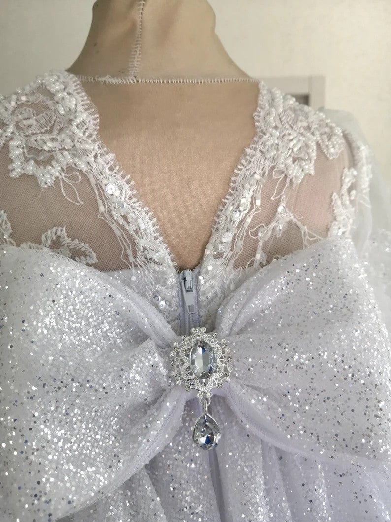 Sunnypetal Sparkling Flower Girl Dresses Asymmetry Prom Princess Pageant Gown