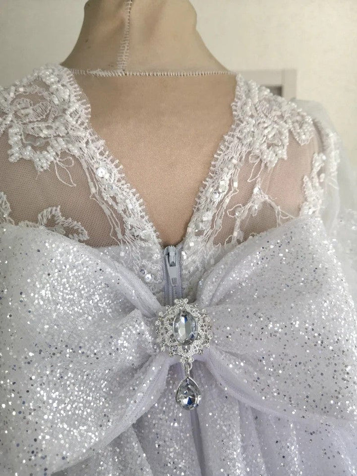 Sunnypetal Sparkling Flower Girl Dresses Asymmetry Prom Princess Pageant Gown
