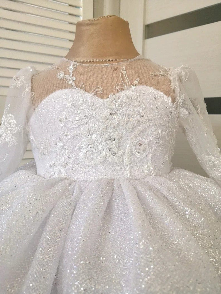 Sunnypetal Sparkling Flower Girl Dresses Asymmetry Prom Princess Pageant Gown