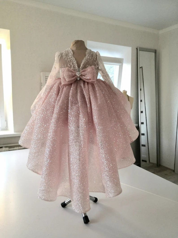 Sunnypetal Sparkling Flower Girl Dresses Asymmetry Prom Princess Pageant Gown