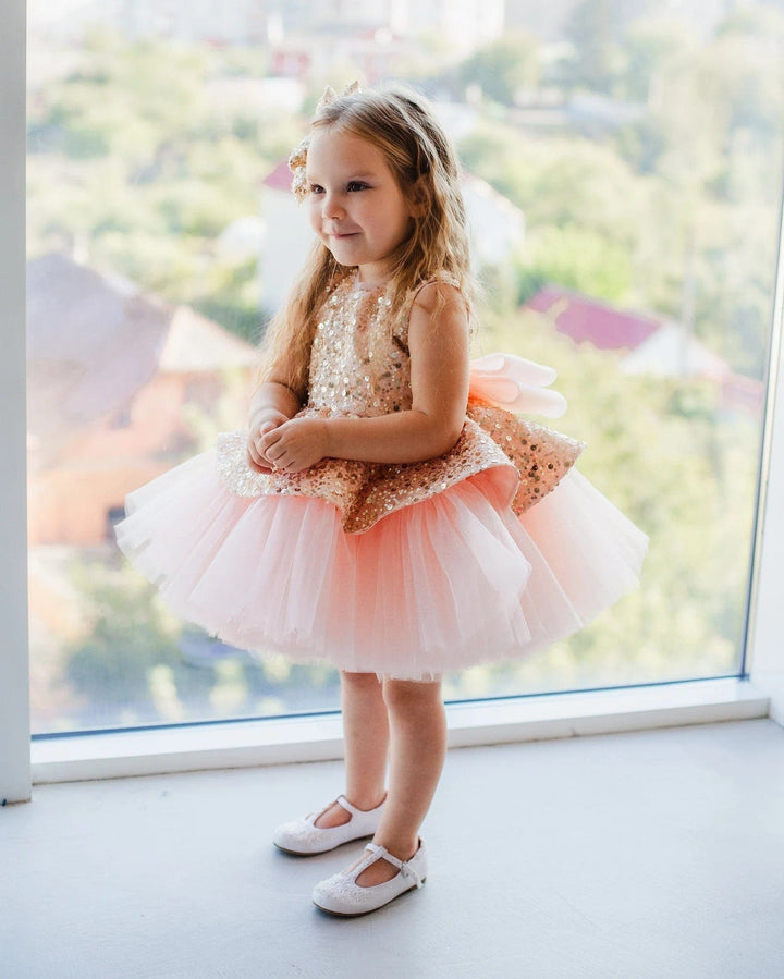 Sunnypetal Sparkling Sequin Pink Tulle Birthday Baby Girl Tutu Dress