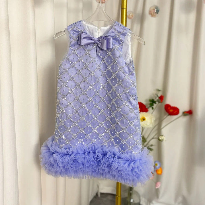 Sunnypetal Sparkly Lilac Tiered Tulle Knee-Length Princess Birthday Flower Girl Dresses