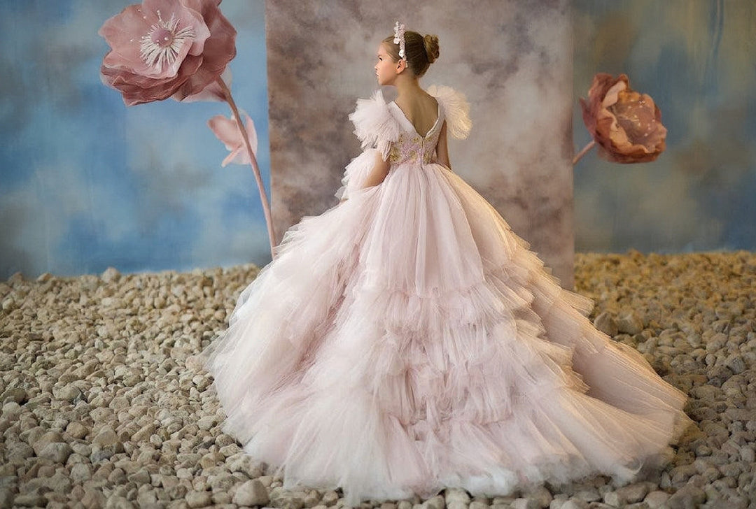 Sunnypetal Whimsical Blossom Ball Gown for Little Princess