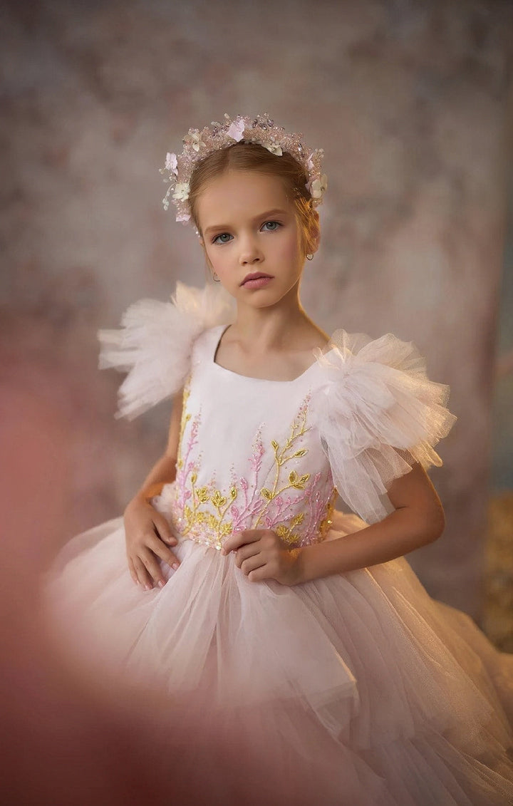 Sunnypetal Whimsical Blossom Ball Gown for Little Princess